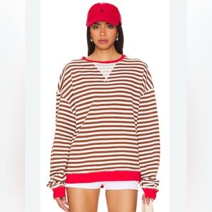We The Free Red and Brown Striped sweatshirt